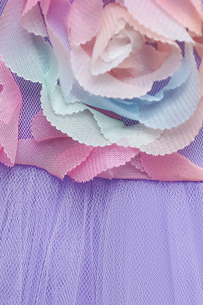 Carregar imagem no visualizador da galeria, Vestido de menina flor rosa com flores e bowknot