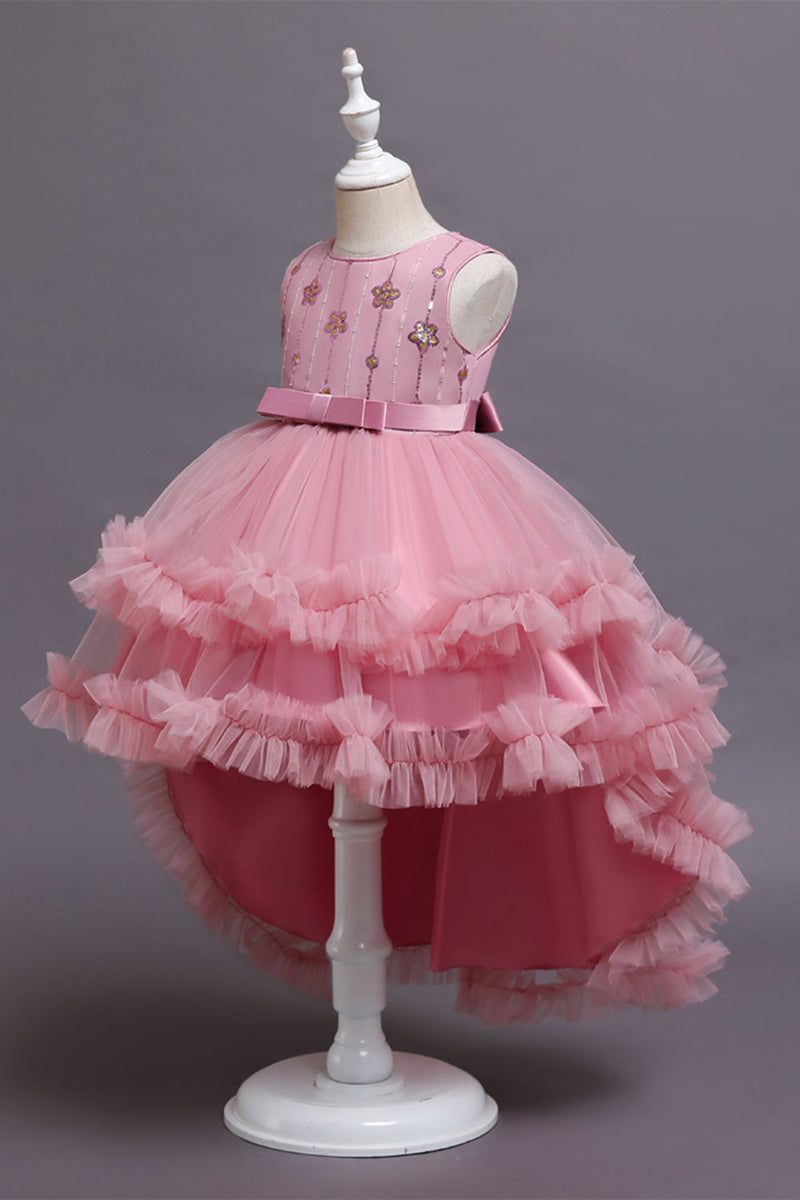 Carregar imagem no visualizador da galeria, Blush High Low Tiered Flower Girl Dress