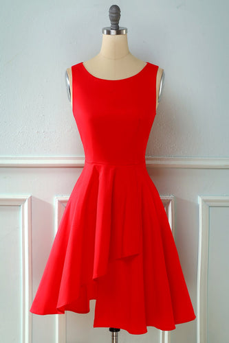 Vestido assimétrico Vermelho Vintage 1950