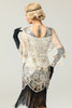 Carregar imagem no visualizador da galeria, 1920s Ivory Flower Sequin Women Cape