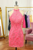 Carregar imagem no visualizador da galeria, Vestido de boas-vindas rosa aberto frente única com renda e renda