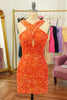 Carregar imagem no visualizador da galeria, Vestido de cocktail lantejoulas laranja
