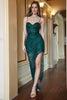 Carregar imagem no visualizador da galeria, Verde Escuro Lantejoulas Vestido de Noite