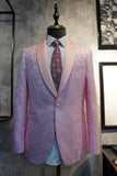 Xale Lapela Rosa Sequins Masculino Prom Blazer
