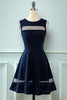 Carregar imagem no visualizador da galeria, Vestido Swing vintage 1950 da marinha