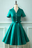Carregar imagem no visualizador da galeria, Vestido de pescoço verde V do exército dos anos 50 com Bowknot