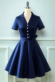 Marinho 1950s Vestido Vintage