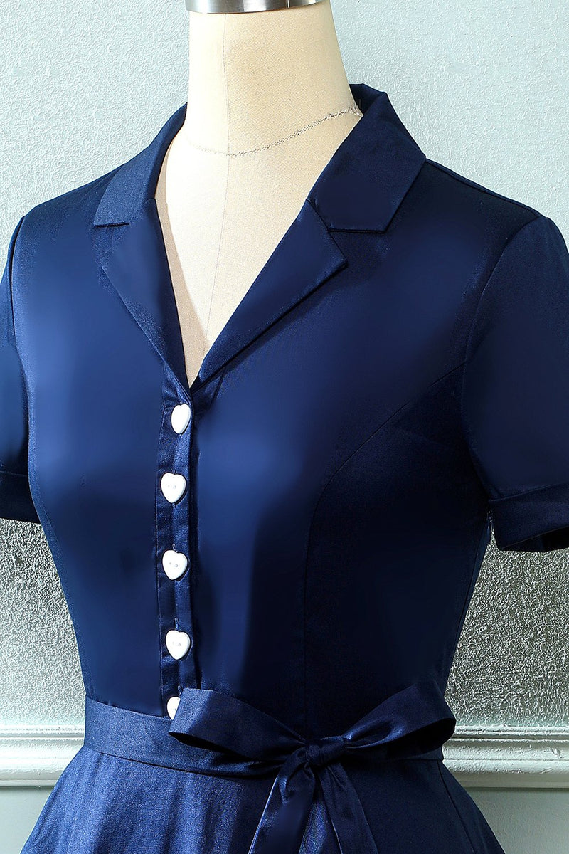 Carregar imagem no visualizador da galeria, Vestido de pescoço verde V do exército dos anos 50 com Bowknot