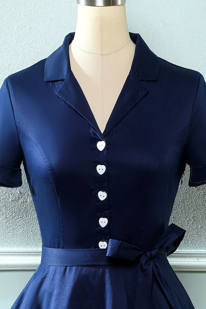 Carregar imagem no visualizador da galeria, Vestido de pescoço verde V do exército dos anos 50 com Bowknot