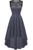 Carregar imagem no visualizador da galeria, Vestido vintage cinza alto com renda