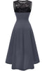 Carregar imagem no visualizador da galeria, Vestido vintage cinza alto com renda