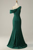 Carregar imagem no visualizador da galeria, Sereia Um Ombro Verde Escuro Vestido de Festa