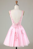 Pink Glitter vestido bonito Homecoming com apliques