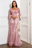 Sereia V Pescoço Blush Vestido Mãe Mãe