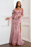 Sereia V Pescoço Blush Vestido Mãe Mãe