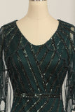 Vestido comprido de 1920 lantejoulas verde escura
