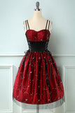 Vestido de estilo retro bordado da Borgonha