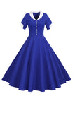 V Pescoço 1950 Swing Dress