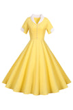 V Pescoço 1950 Swing Dress