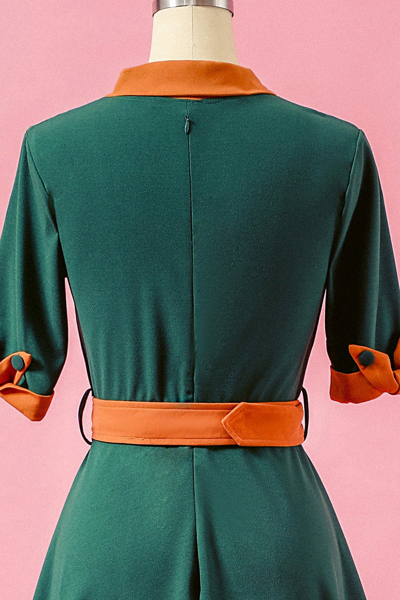 Carregar imagem no visualizador da galeria, Verde dos retalhos V Neck balanço vestido de festa