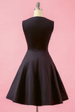 Preto Patchwork Plaid V Neck balanço vestido de festa