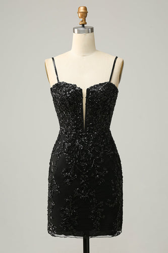 Preto Lantejoulas Vestido de Cocktail  Renda