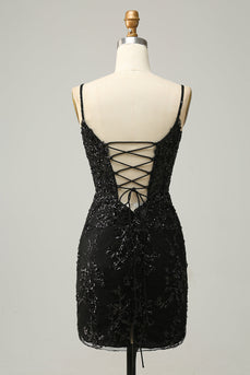 Preto Lantejoulas Vestido de Cocktail  Renda