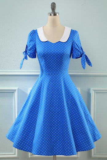 Vintage Blue Polka Dots 1950s Dress