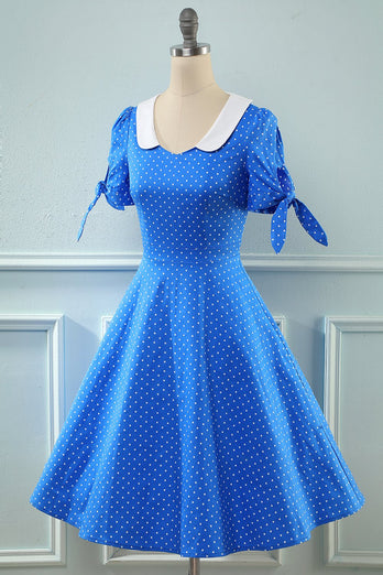 Vintage Blue Polka Dots 1950s Dress