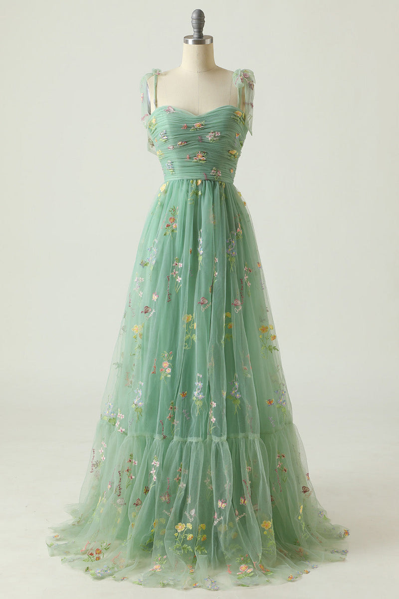 Carregar imagem no visualizador da galeria, Vestido de baile azul azul cinza com bordado