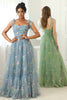Carregar imagem no visualizador da galeria, Vestido de baile azul azul cinza com bordado
