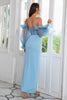 Carregar imagem no visualizador da galeria, Sheath Off the Shoulder Burgundy Party Dress com Missangas