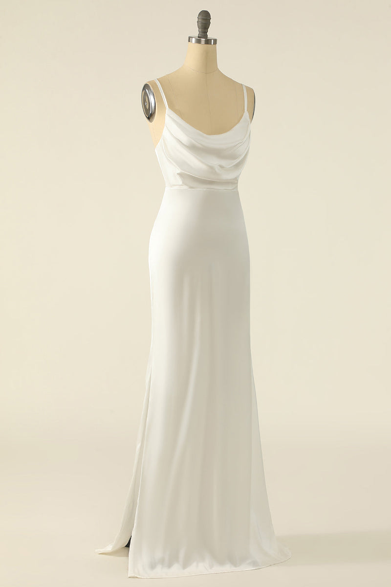 Carregar imagem no visualizador da galeria, Vestido de baile simples de cetim de marfim
