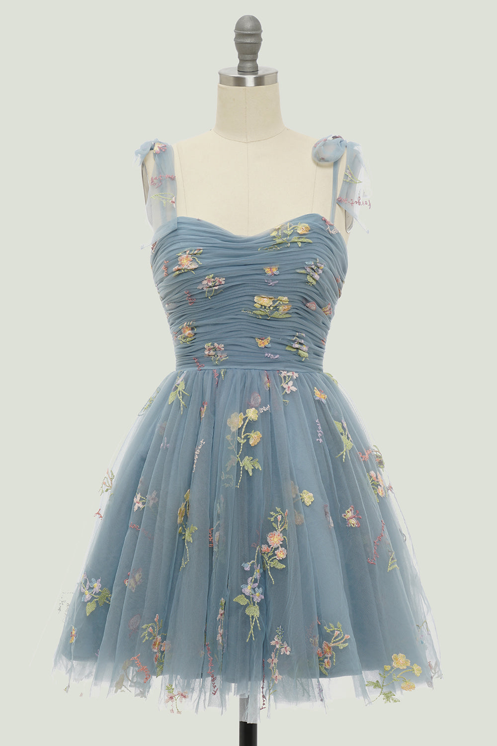 Vestido de Cocktail Azul Cinza A Line