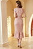 Carregar imagem no visualizador da galeria, Vestido de bodycon de renda rosa dos anos 60