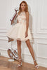 Carregar imagem no visualizador da galeria, Vestido de Cocktail de champagne halter com bordado