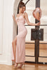 Carregar imagem no visualizador da galeria, Tiras de espaguete rosa cortam vestido de convidado de casamento com arco