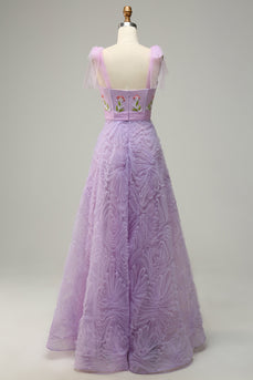 Púrpura Vestido de Festa Com Bordado