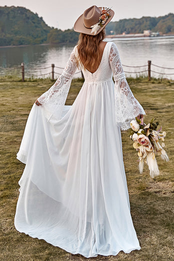 Marfim Boho Vestido de Noiva