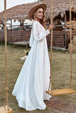 Marfim Manga Comprida Boho Vestido de Noiva