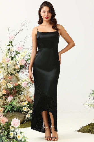 Cintas de Espaguete Chá Preto Vestido de Baile
