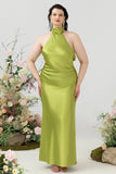 Halter Limão Verde Vestido de Dama de Honor