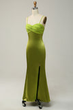 Espaghetti Correias Verde Vestido de Dama de Honor
