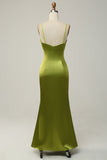 Espaghetti Correias Verde Vestido de Dama de Honor