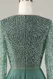 Uma linha de eucalipto V-neck frisado mangas compridas vestido dama de honra