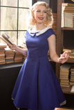 Peter Pan Collar Vestido Azul Royal