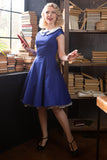 Peter Pan Collar Vestido Azul Royal