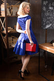 Peter Pan Collar Vestido Azul Royal