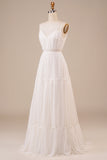 A-Line Vestido de Noiva Longo Simples