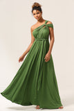 Charmoso A Line Olive Green Spandex Convertible Wear Long Bridesmaid Dress